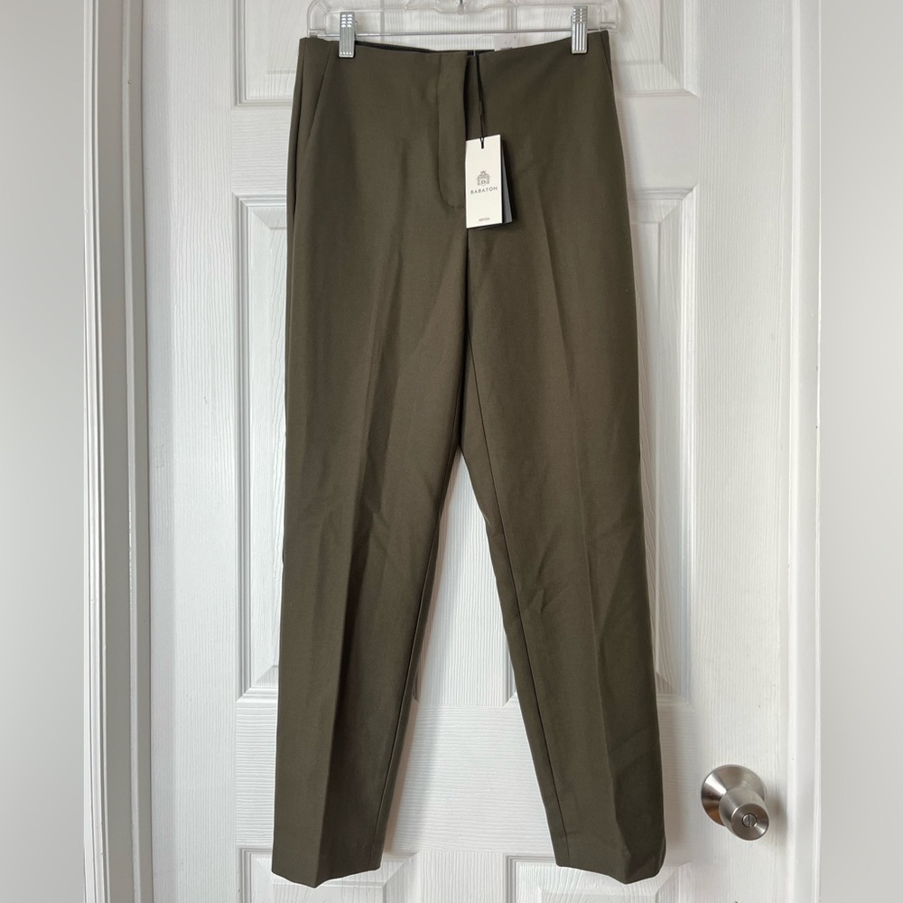 Babaton Markova dark olive mid rise ankle straight dress Pants size 4